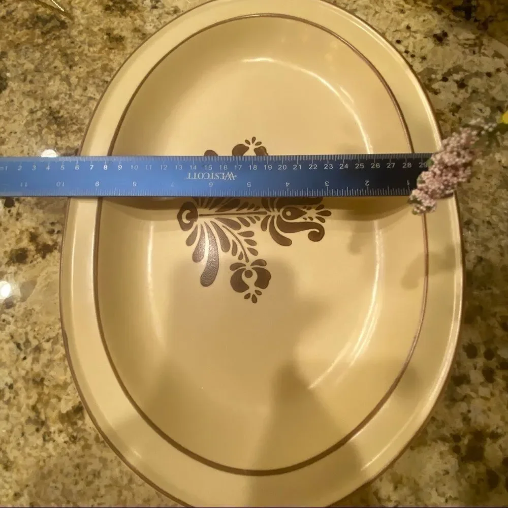 Pfaltzgraff Village Pattern Serving Platter Vintage USA Made 14 x10 inches